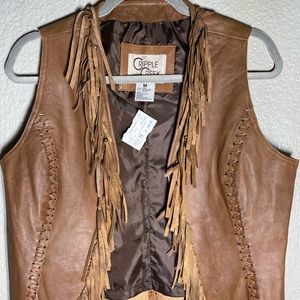 CRIPPLE CREEK FRINGE NECKLINE LEATHER VEST